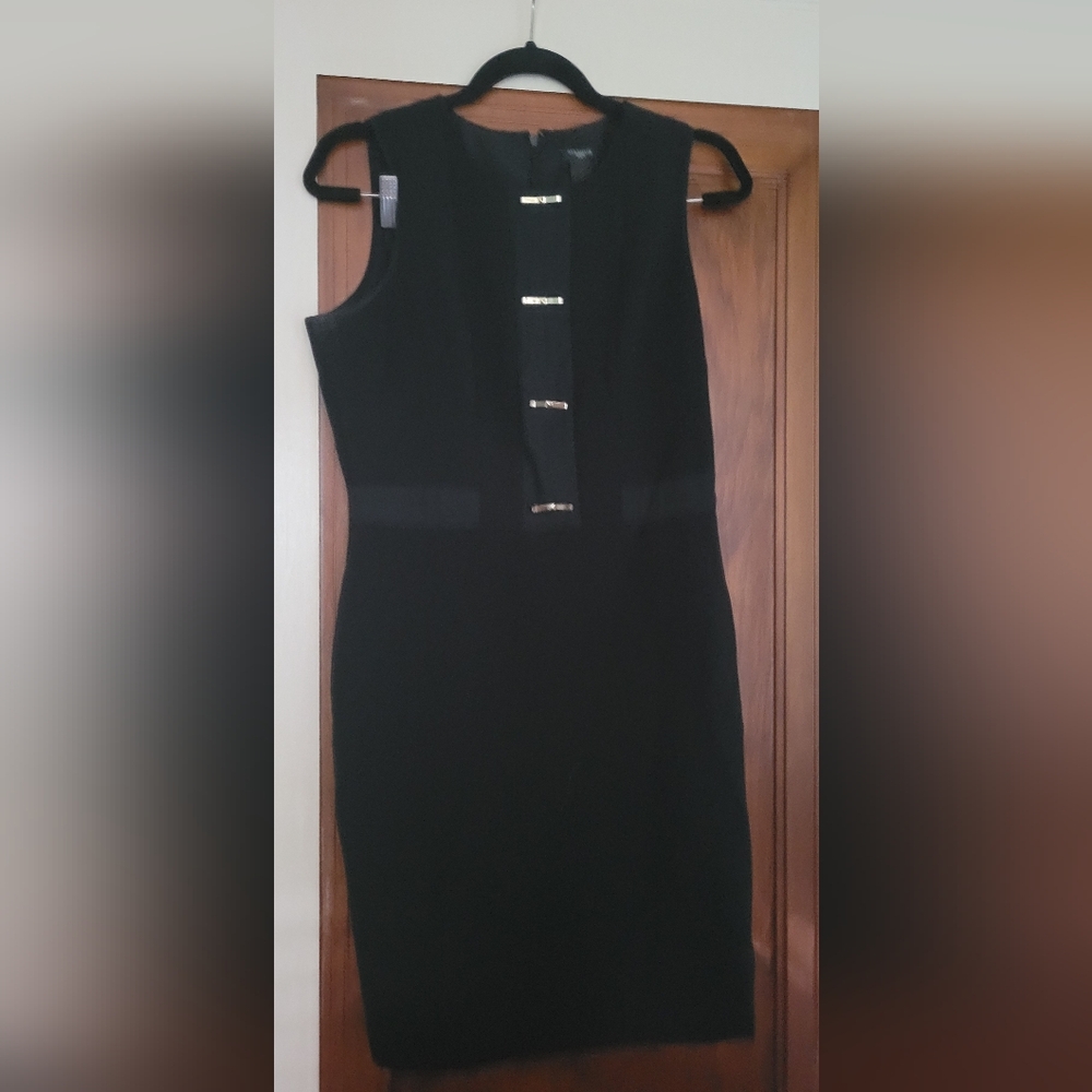 Ann Taylor Black Sheath Mini Dress V-Neck Cocktail #13